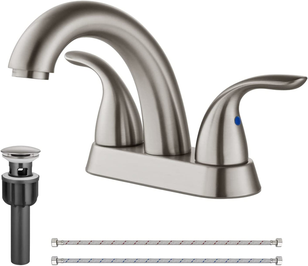 
                  
                    Cinwiny 4 Inch Centerset Bathroom Lavatory Faucet  Deck Mount 2 Handles Bathroom Sink Faucet Mixer Tap with Deck Plate Pop up Drain and Water Supply Hoses
                  
                