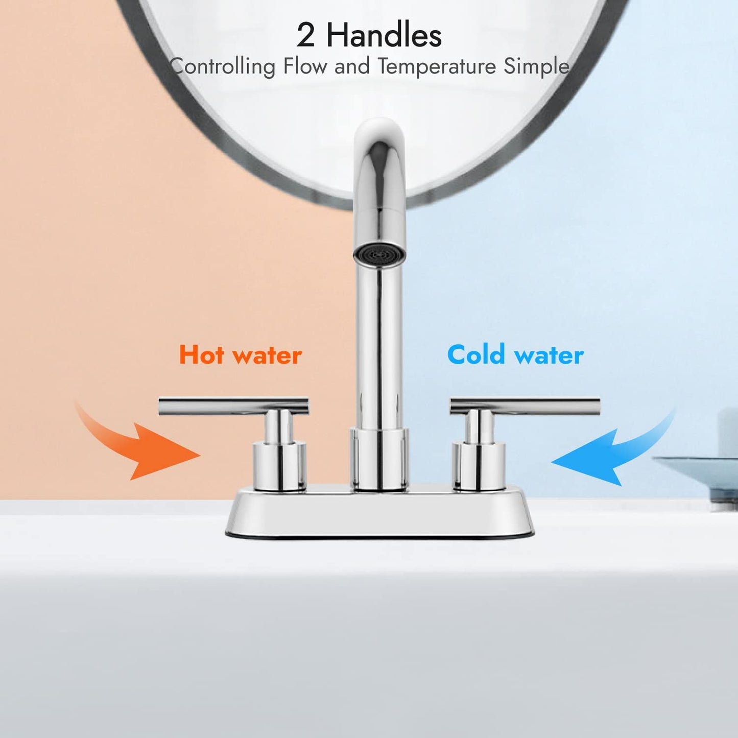 
                  
                    Cinwiny Centerset 4” Bathroom Faucet Lavatory Sink Mixer Tap 2 Hole Deck Mount Double Handle Swivel Spout 360° Basin Vanity Vessel Faucet
                  
                