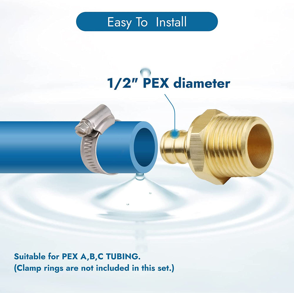 
                  
                    Cinwiny PEX Crimp Fittings Brass PEX 1/2" x 1/2" NPT Male Threaded Adapter Lead-free, 5 Packs
                  
                