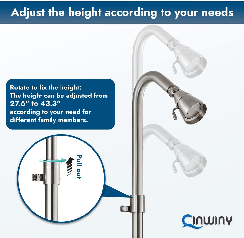 
                  
                    Cinwiny Wall Mount Outdoor Shower Kit Rainfall Shower Head with Hand Held Spray Double Cross Handles with Adjustable Slide Bar Exposed 2 Function Shower Faucet Fixture
                  
                