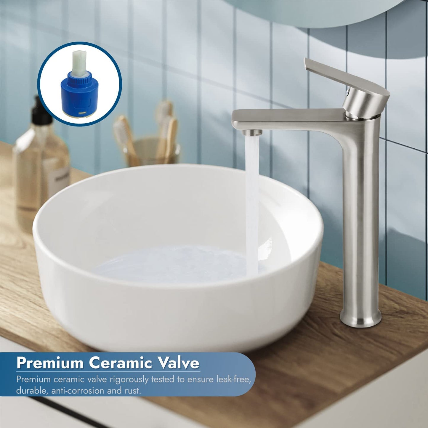 
                  
                    Cinwiny Bathroom Lavatory Vessel Sink Faucet Deck Mount Tall Spout One Handle Single Hole Bathroom Vessel Sink Faucets SUS304 Mixer Tap
                  
                