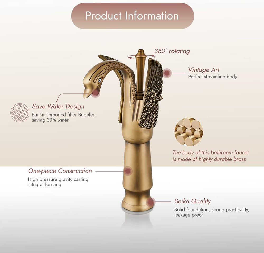 
                  
                    Cinwiny Swan Faucet Bathroom Sink Faucet Bronze Swan Shaped Single Handle One Hole Tall Lavatory Basin Tap Mixer Deck Mount Bird Faucet
                  
                