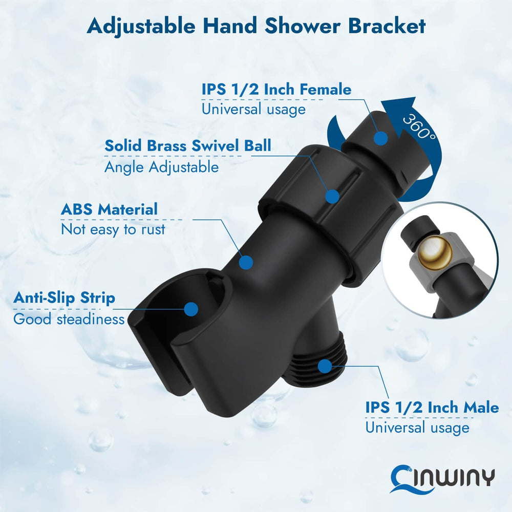 
                  
                    Cinwiny Shower Head with Handheld Wall Mounted High Flow Square Hand Held Sprayer ABS 3 Spray Modes with Adjustable Shower Bracket Holder & 59” SUS304 Hose Combo
                  
                