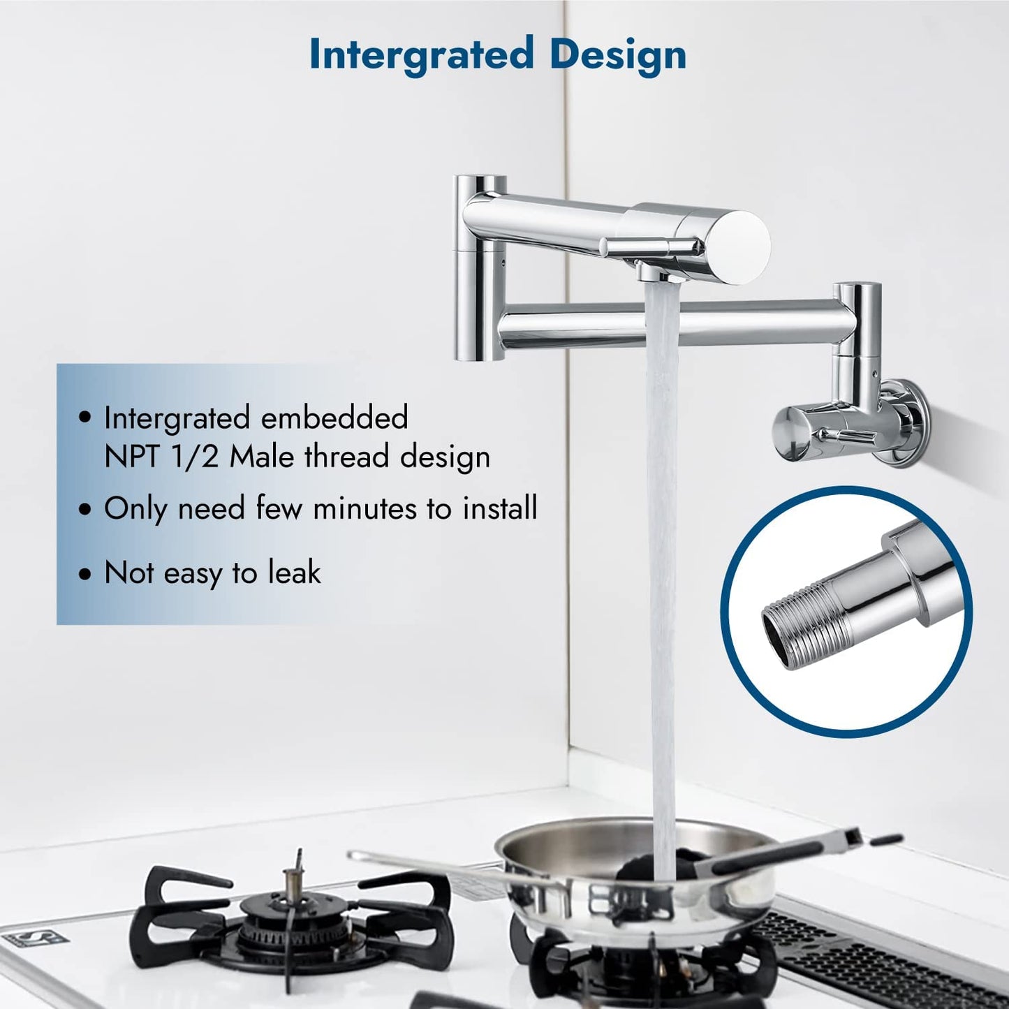 
                  
                    Cinwiny Pot Filler Wall Mounted Folding Stretchable Kitchen Restaurant Sink Faucet with Double Joint Swing Arm Single Hole Two Handles Commercial NPT Stainless Steel
                  
                
