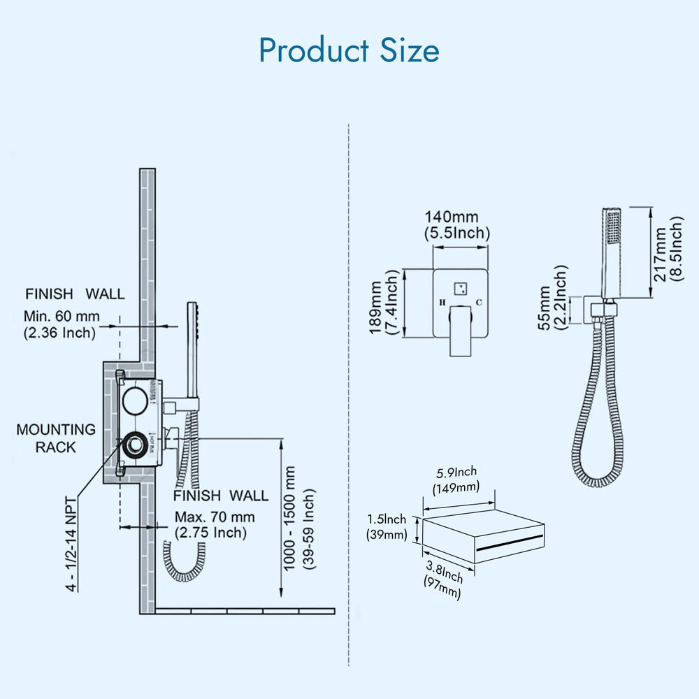 
                  
                    Cinwiny Wall Mount Waterfall Tub Filler Spout with Handheld Shower Single Handle Bathtub Shower Faucet Set Rough in Valve Brass
                  
                