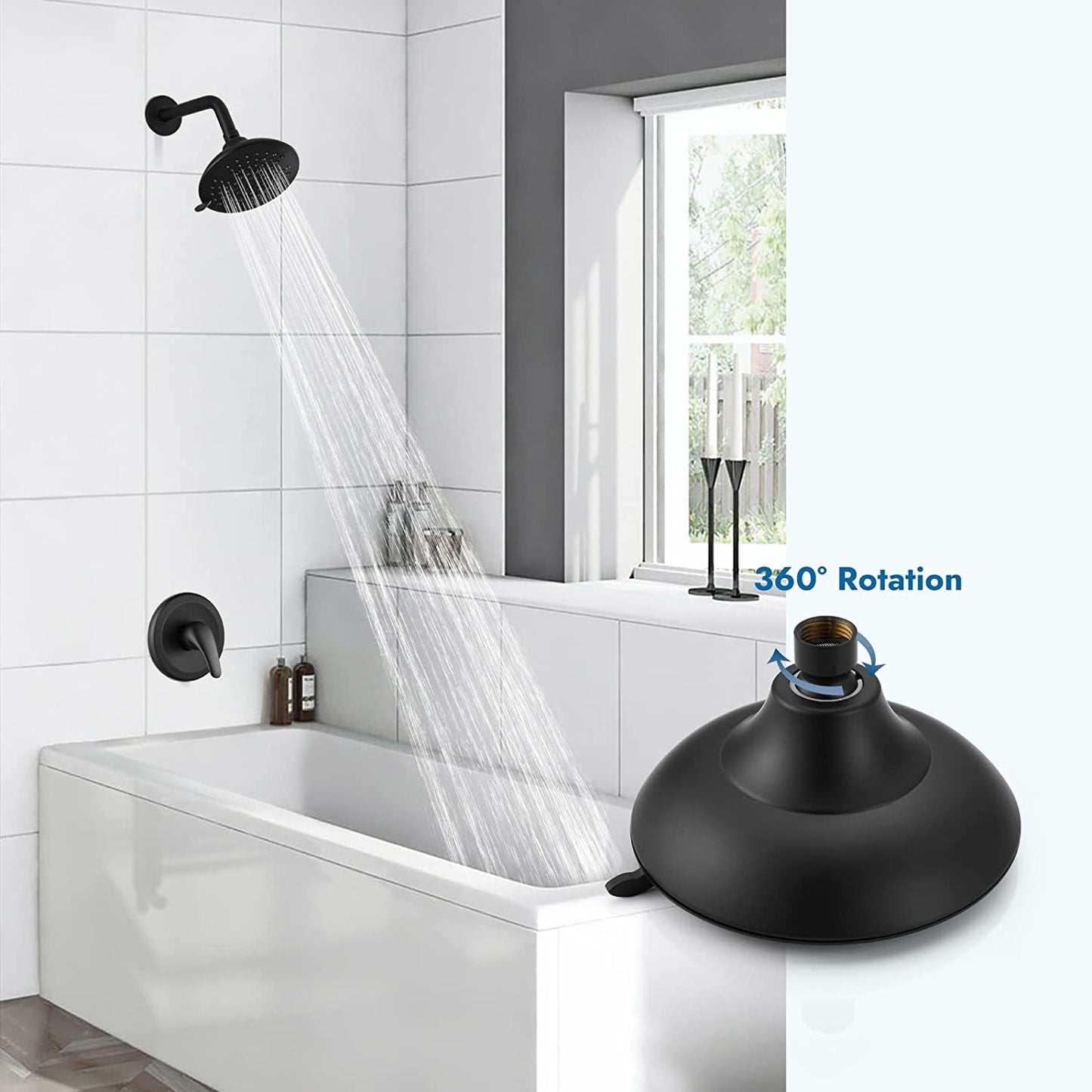 
                  
                    Cinwiny Wall Mount Bathroom Shower Trim Kit with Pressure Balance Rough-in Valve 5-setting 6 Inch Shower Head Single Function One Handle Shower Faucet System Set Bath Fixtures
                  
                