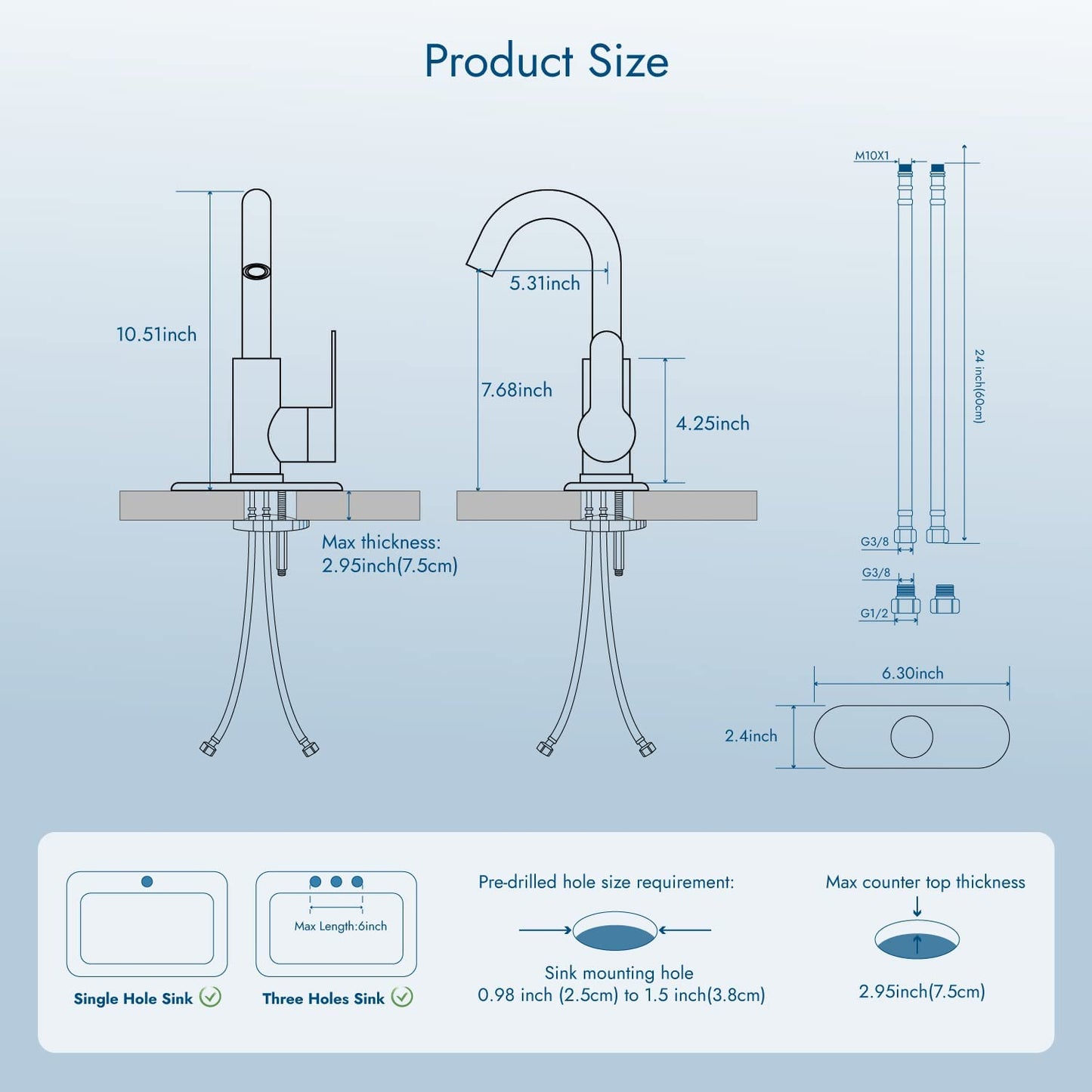 
                  
                    Cinwiny Bar Sink Faucet Bathroom Single Faucet 1 Hole Small RV Campers Faucet Tap Deck Mount Gooseneck SUS304 Kitchen Vanity Faucet with Deck Plate and Pop-up Drain
                  
                