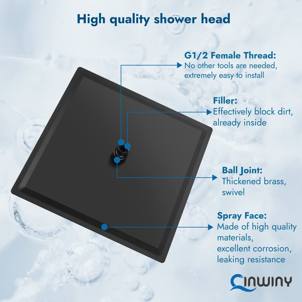 
                  
                    Cinwiny High Pressure Square 10-inch Shower Head 1/16" Ultra Thin Waterfall Full Body Coverage with Silicone Nozzle Stainless Steel Rainfall Showerhead
                  
                