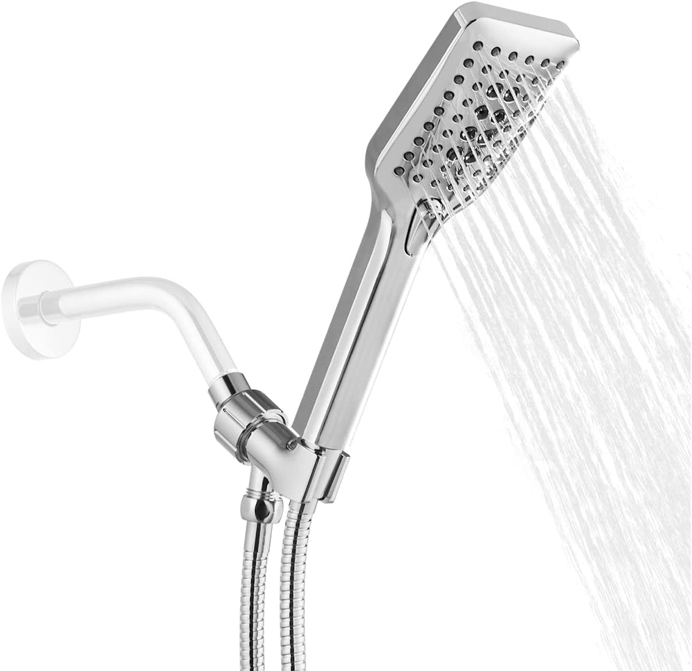 
                  
                    Cinwiny Shower Head with Handheld Wall Mounted High Flow Square Hand Held Sprayer ABS 3 Spray Modes with Adjustable Shower Bracket Holder & 59” SUS304 Hose Combo
                  
                