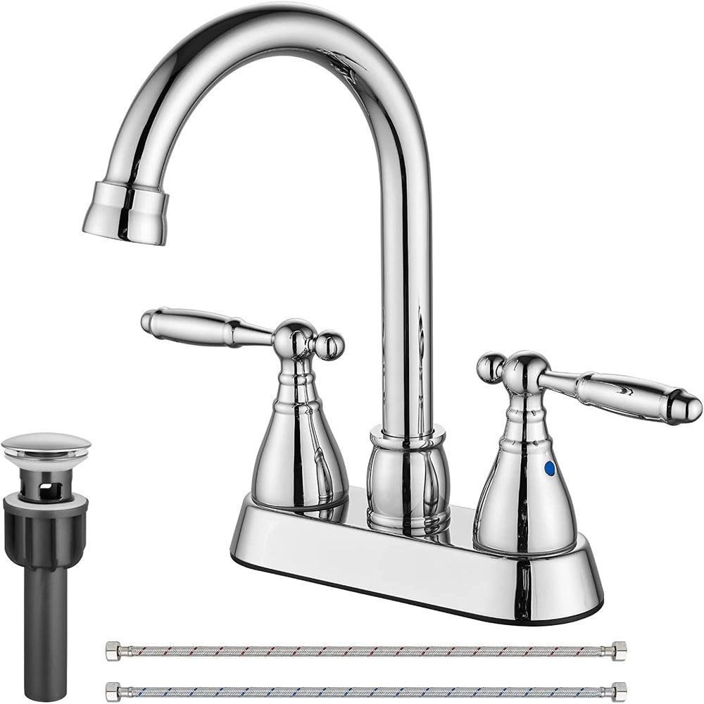 
                  
                    Cinwiny 4 Inch Centerset Bathroom Sink Faucet  Bathroom Vanity Faucet Double Handles Deck Mount Lavatory Faucet Mixer Tap with Pop up Drain
                  
                