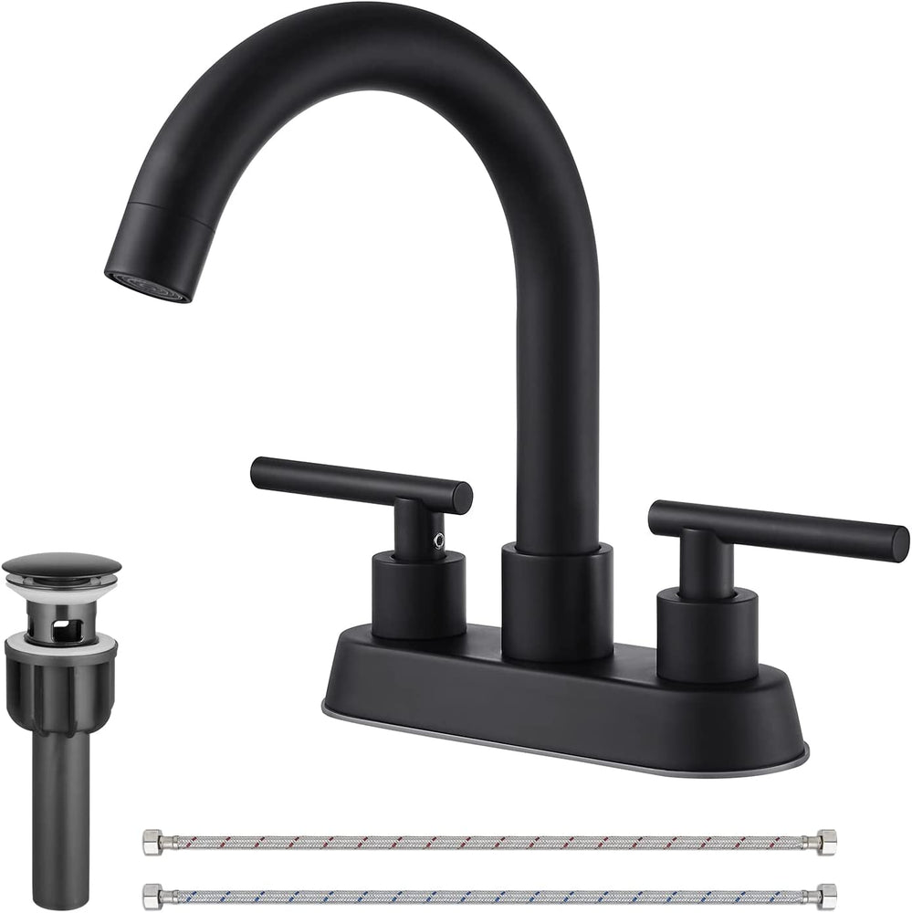 
                  
                    Cinwiny Bathroom SUS304 4 Inch Centerset Sink Faucet  Double Handles Swivel Spout Deck Mount Mixer Tap with Pop-up Drain Lavatory Bathroom Vanity Faucets
                  
                