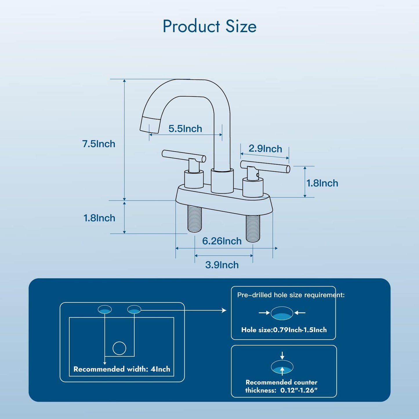 
                  
                    Cinwiny 4 inch centerset Bathroom Faucet Two Handle Vanity Faucet Swivel Spout 360 Degree Deck Mounted Mixer Tap with Pop-up Stopper Water Supply Hoses
                  
                