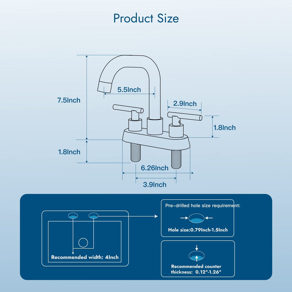 
                  
                    Cinwiny 4 inch centerset Bathroom Faucet Two Handle Vanity Faucet Swivel Spout 360 Degree Deck Mounted Mixer Tap with Pop-up Stopper Water Supply Hoses
                  
                