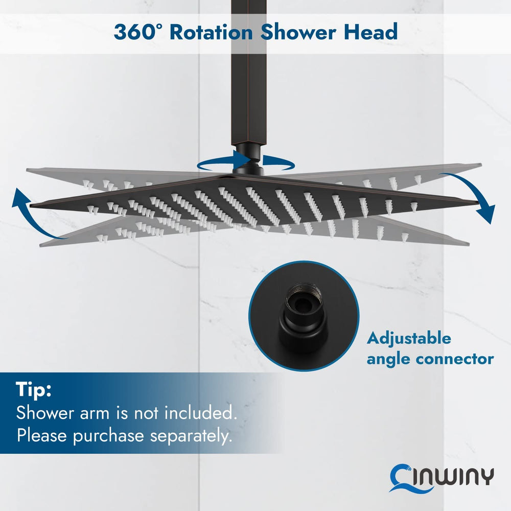 
                  
                    Cinwiny High Pressure Square 10-inch Shower Head 1/16" Ultra Thin Waterfall Full Body Coverage with Silicone Nozzle Stainless Steel Rainfall Showerhead
                  
                