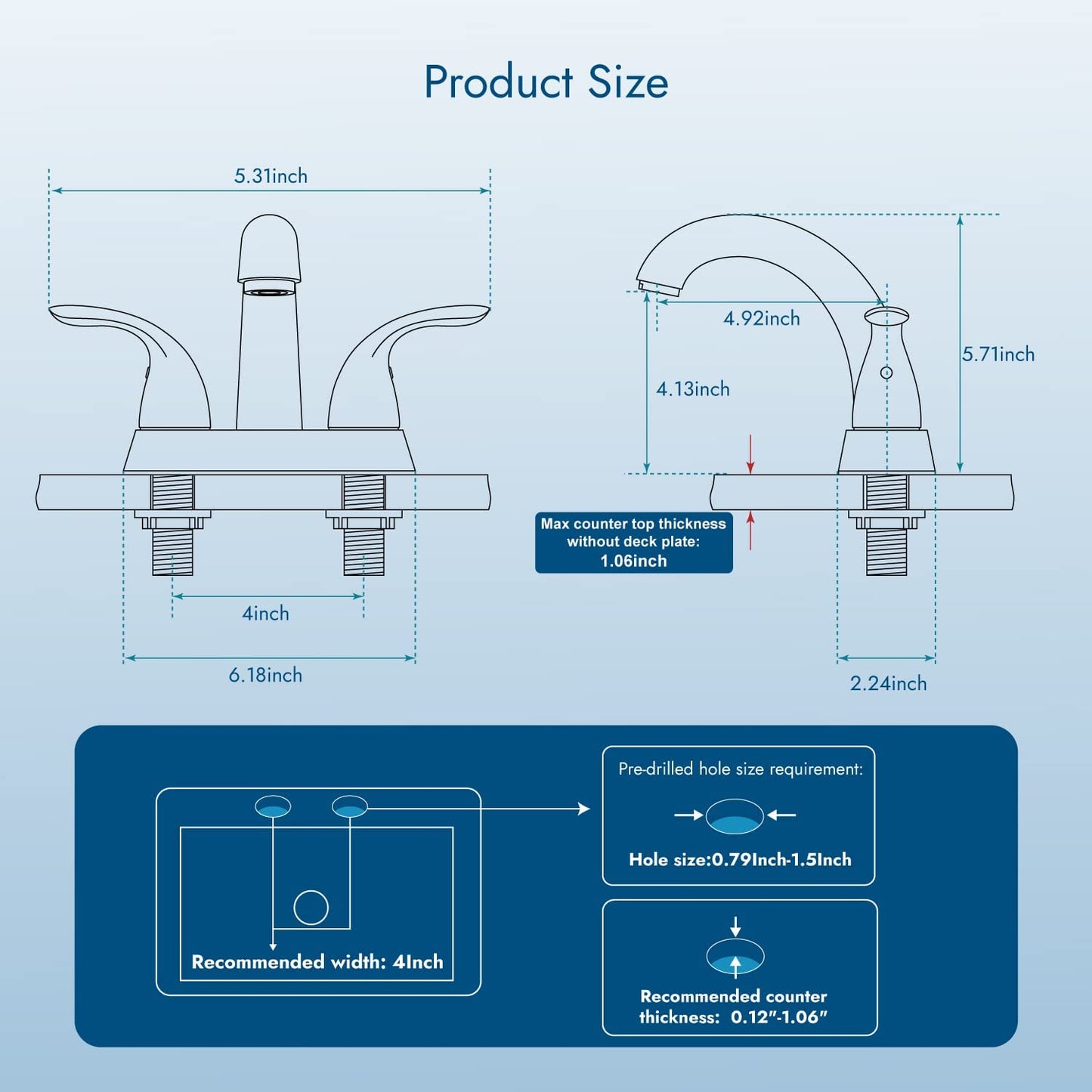 
                  
                    Cinwiny 4 Inch Centerset Bathroom Lavatory Faucet  Deck Mount 2 Handles Bathroom Sink Faucet Mixer Tap with Deck Plate Pop up Drain and Water Supply Hoses
                  
                