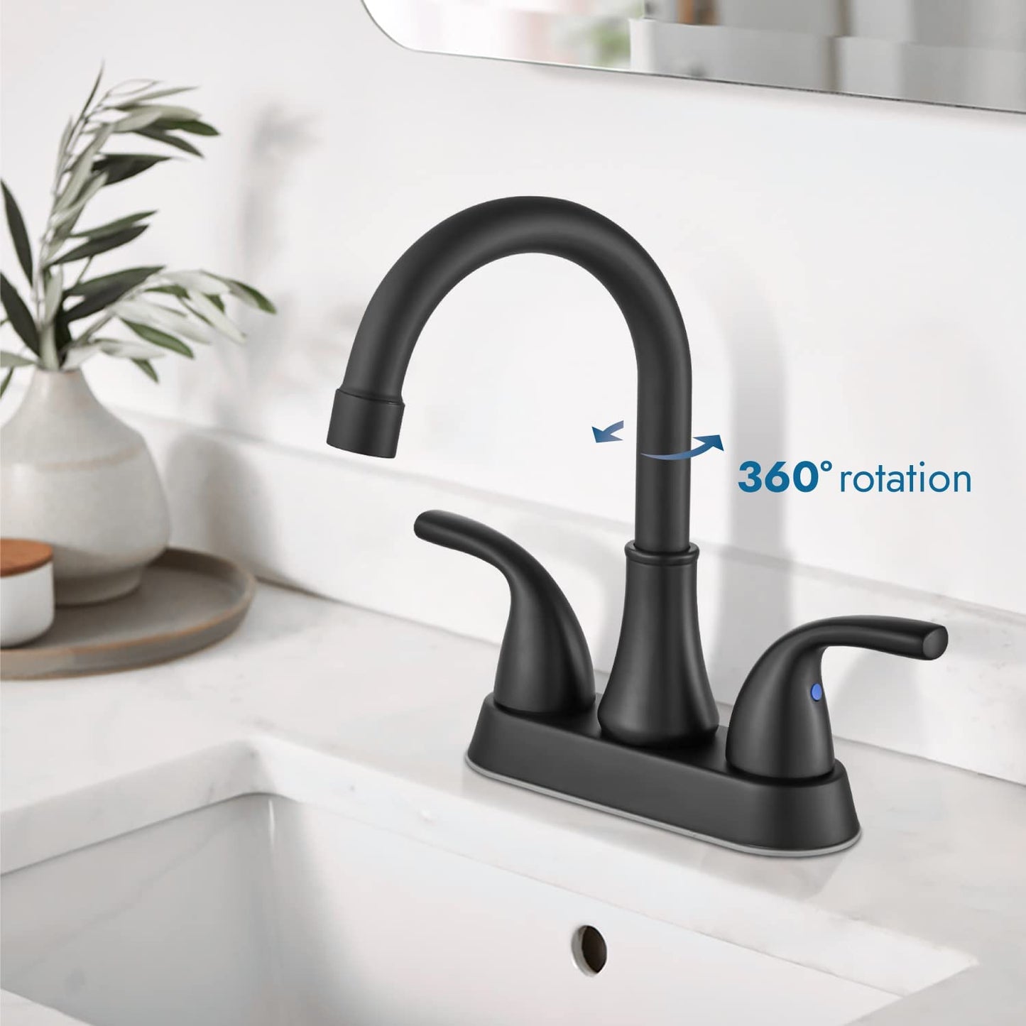 
                  
                    Cinwiny 4 Inch Centerset Lavatory Sink Faucet Bathroom Mixer Tap 2 Hole Double Handle 360° Swivel Spout Deck Mount Vanity Basin Sink Faucet
                  
                