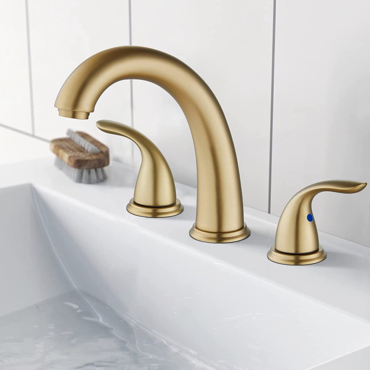 
                  
                    Cinwiny 8” Widespread Bathroom Faucet Deck Mount Three Holes Brass Valve Sink Lavatory Stainless Steel Faucet Two Handles Mixer Tap with Pop up Drain Stopper
                  
                