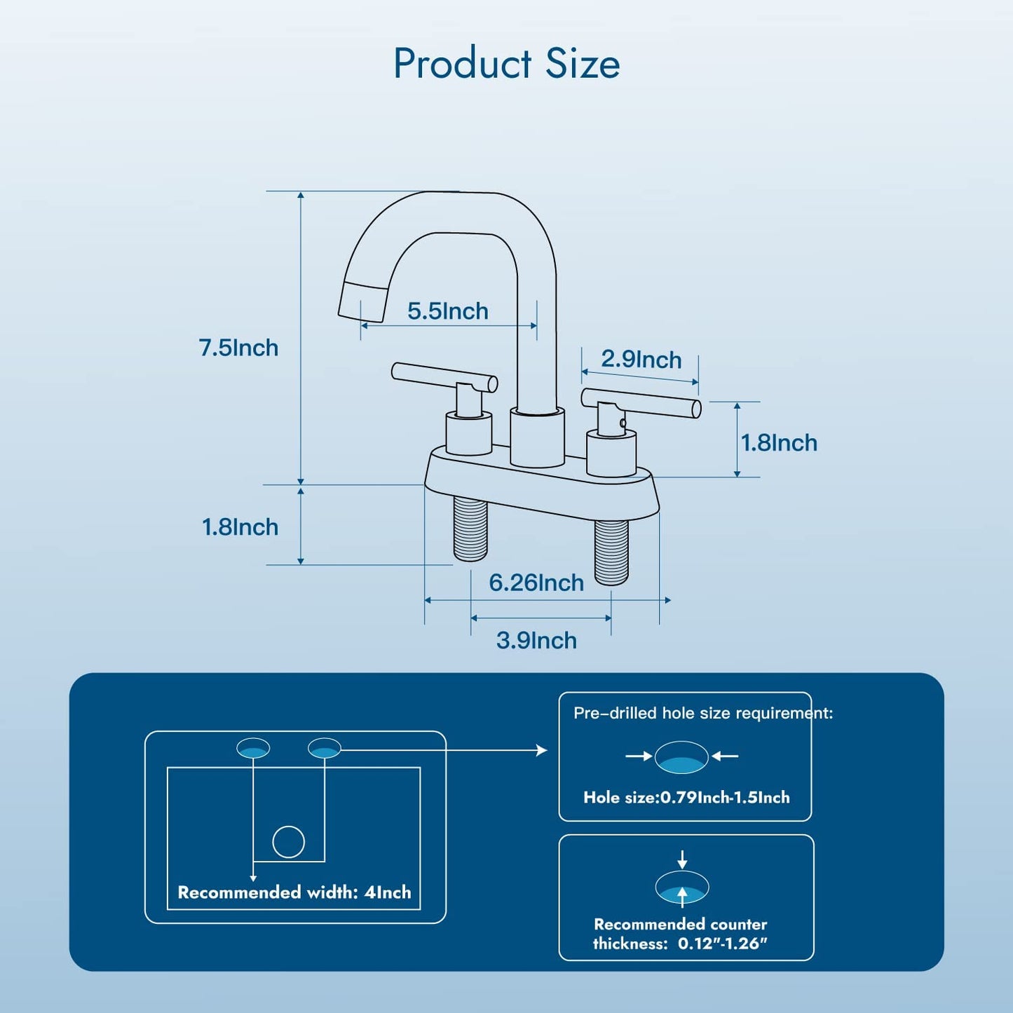 
                  
                    Cinwiny 4 inch centerset Bathroom Faucet Two Handle Vanity Faucet Swivel Spout 360 Degree Deck Mounted Mixer Tap with Pop-up Stopper Water Supply Hoses
                  
                