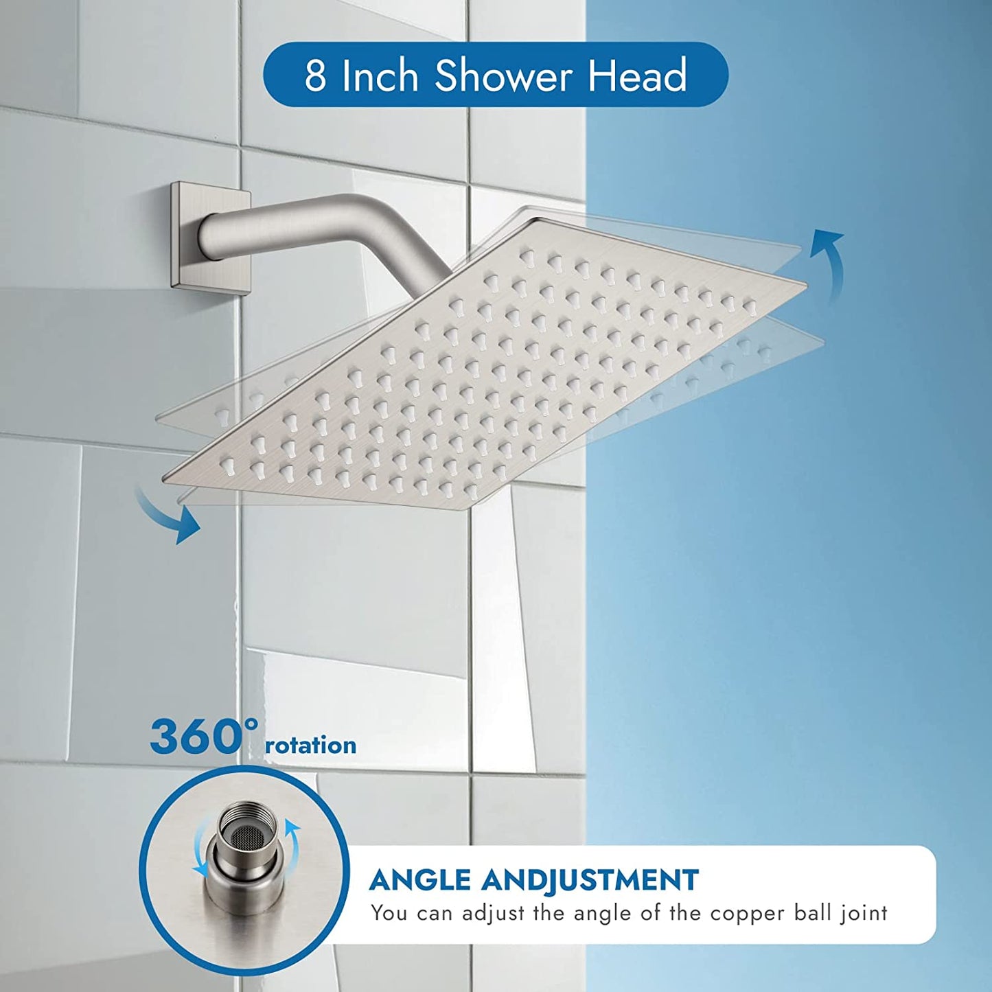 
                  
                    Cinwiny Shower Faucet Set with 8 Inch Square Single Function Rainfall Showerhead Shower Single Function Shower Trim Kit with Male Thread Rough-in Valve One Handle Shower System
                  
                