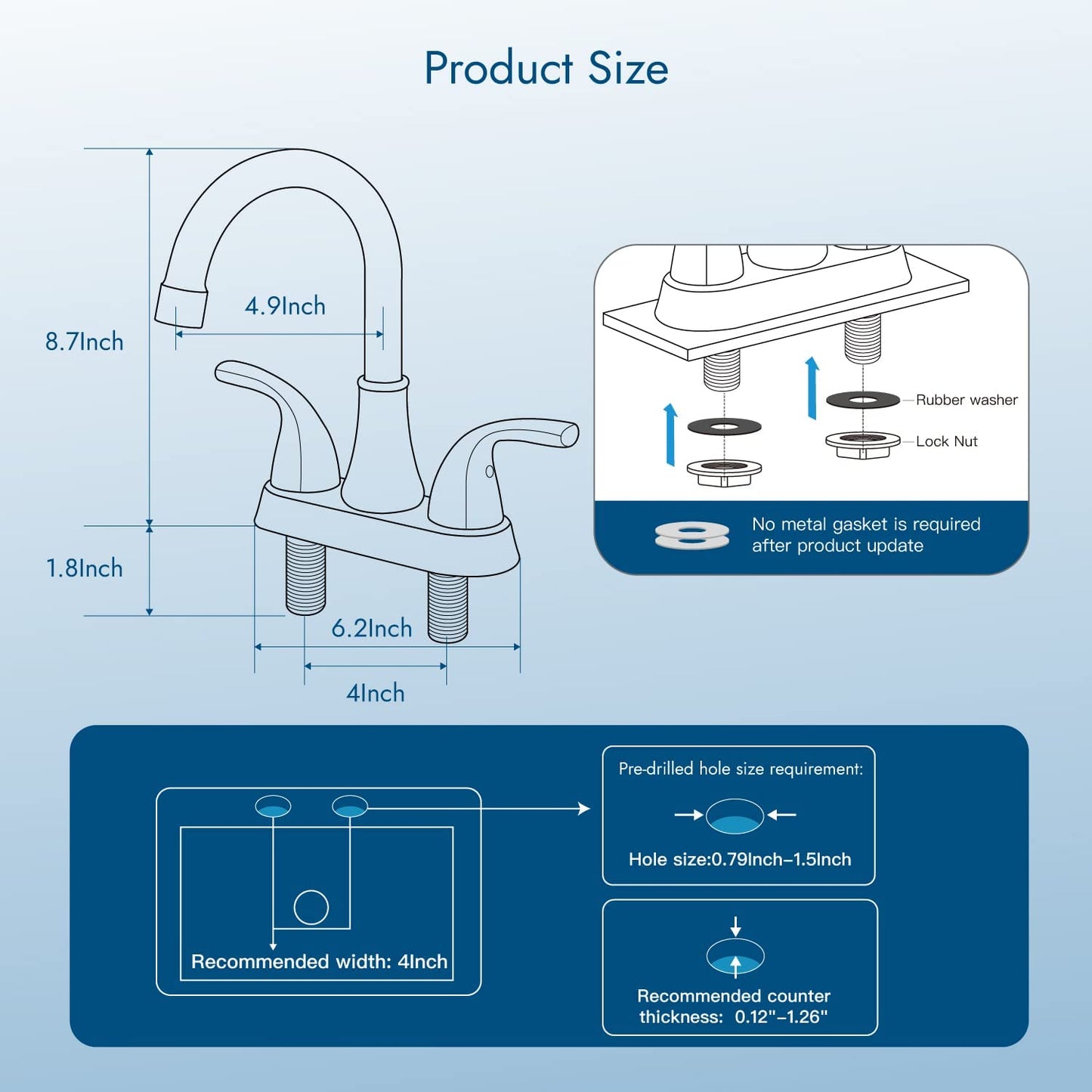 
                  
                    Cinwiny 4 Inch Centerset Lavatory Sink Faucet Bathroom Mixer Tap 2 Hole Double Handle 360° Swivel Spout Deck Mount Vanity Basin Sink Faucet
                  
                