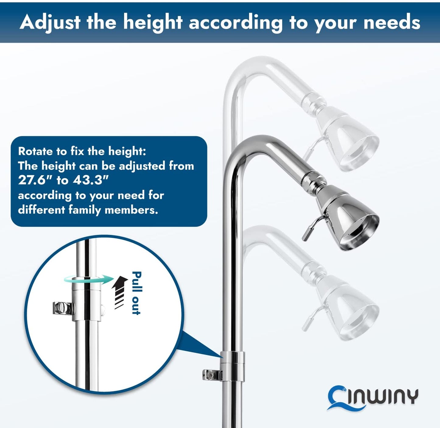 
                  
                    Cinwiny Wall Mount Outdoor Shower Kit Rainfall Shower Head with Hand Held Spray Double Cross Handles with Adjustable Slide Bar Exposed 2 Function Shower Faucet Fixture
                  
                