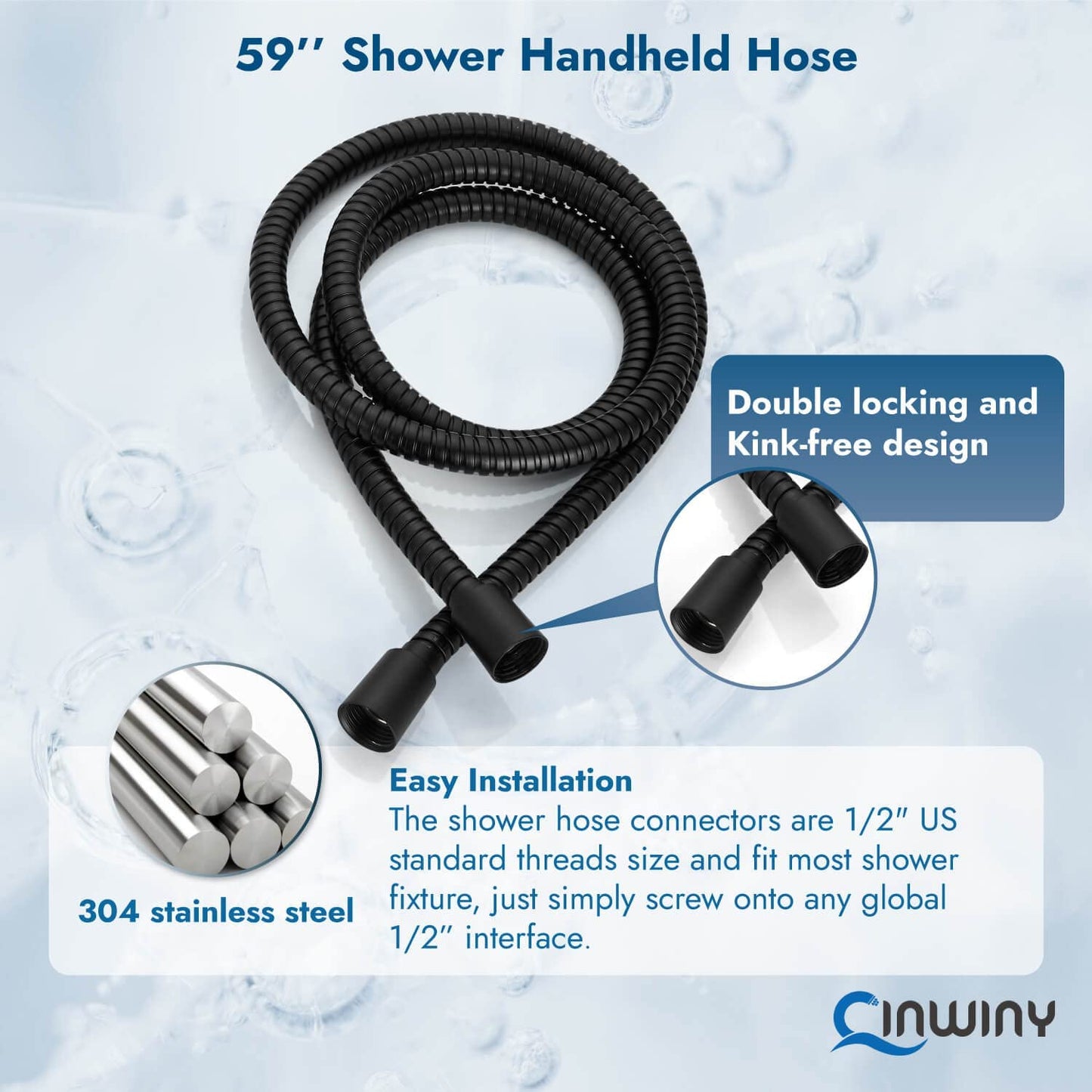 
                  
                    Cinwiny Shower Head with Handheld Wall Mounted High Flow Square Hand Held Sprayer ABS 3 Spray Modes with Adjustable Shower Bracket Holder & 59” SUS304 Hose Combo
                  
                