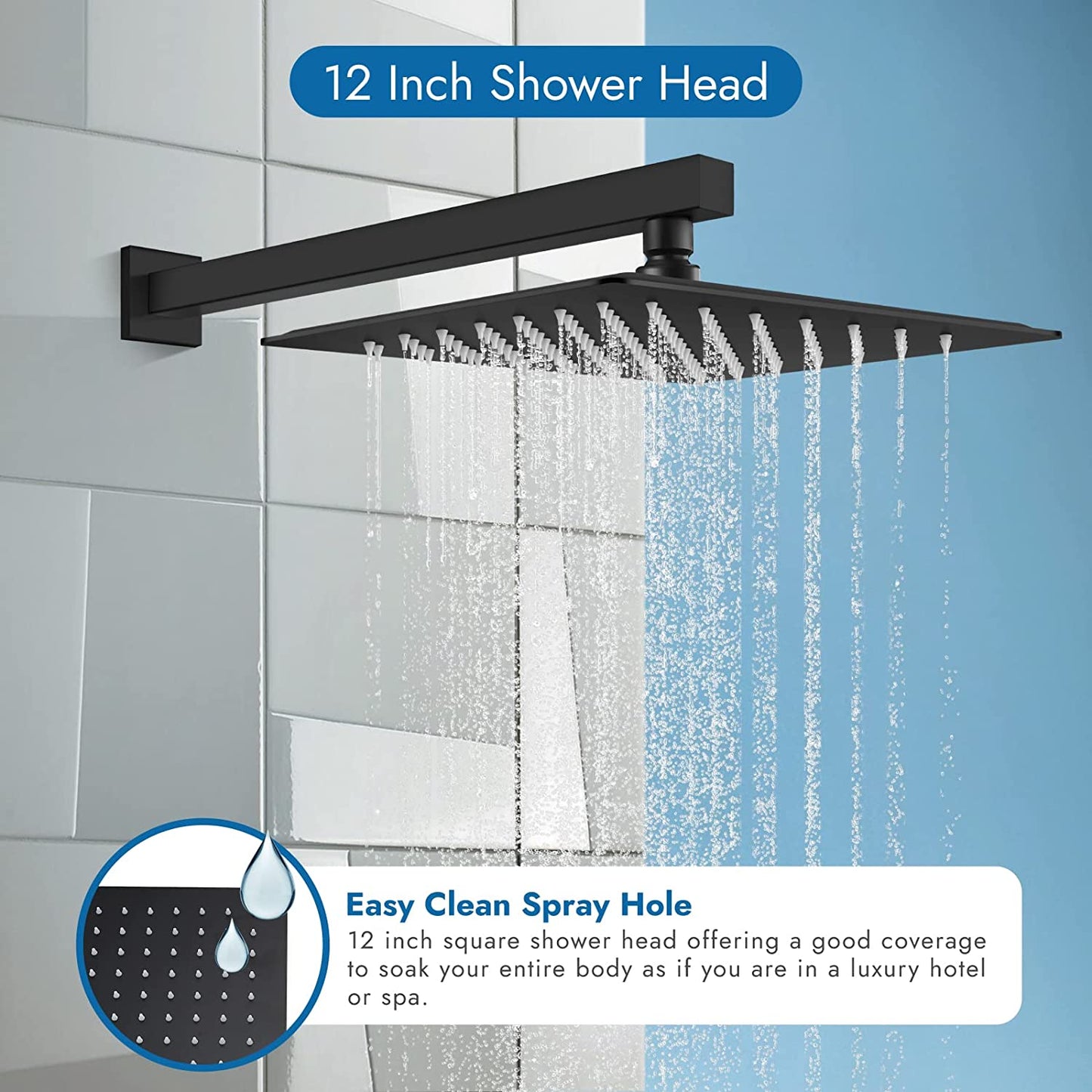 
                  
                    Cinwiny 12 Inch Bathroom Rain Shower Faucet Set, Single Function Shower Trim Kit with Rainfall ShowerHead High Pressure Shower Faucet Set Single Handle with Rough-in Valve Included
                  
                