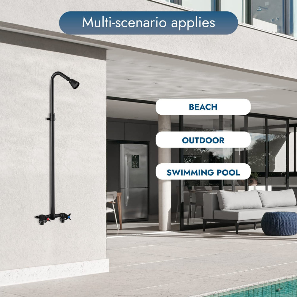 
                  
                    Cinwiny Outdoor Shower Fixtures Wall Mount Telescopic Pipe Double Cross Handle Brass Mixer Valve Adjustable Shower Head Exposed Shower Kit Water Inlet Down
                  
                