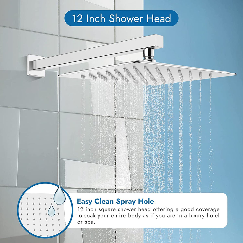 
                  
                    Cinwiny 12 Inch Bathroom Rain Shower Faucet Set, Single Function Shower Trim Kit with Rainfall ShowerHead High Pressure Shower Faucet Set Single Handle with Rough-in Valve Included
                  
                