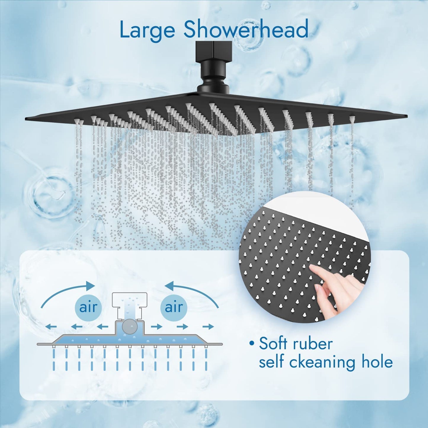 
                  
                    Cinwiny Ceiling Mount Matte Black Bathroom Shower System Rainfall Shower Head with ABS 3 Functions Handheld Spray Waterfall Tub Spout Bathroom Shower Combo Set Rough-in Valve Included
                  
                