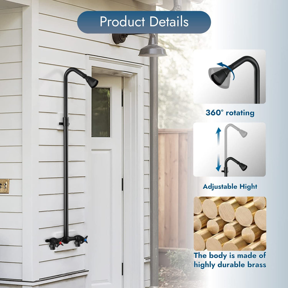 
                  
                    Cinwiny Outdoor Shower Fixtures Wall Mount Telescopic Pipe Double Cross Handle Brass Mixer Valve Adjustable Shower Head Exposed Shower Kit Water Inlet Down
                  
                