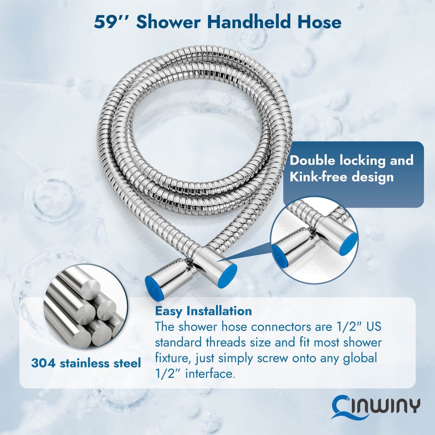 
                  
                    Cinwiny Shower Head with Handheld Wall Mounted High Flow Square Hand Held Sprayer ABS 3 Spray Modes with Adjustable Shower Bracket Holder & 59” SUS304 Hose Combo
                  
                