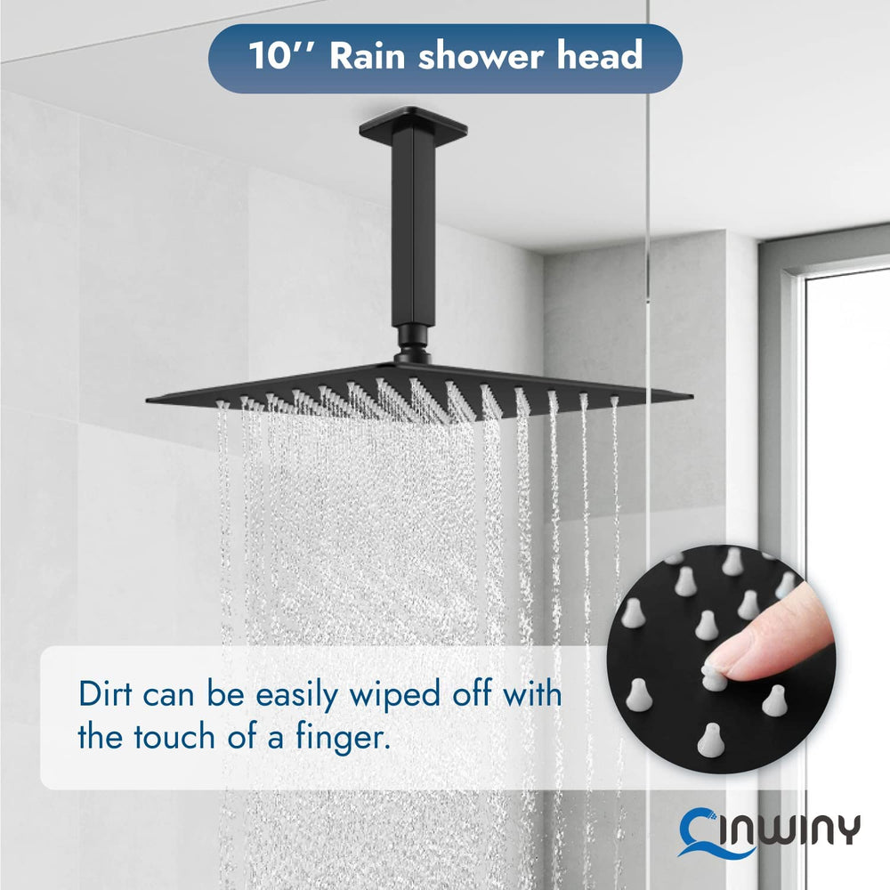 
                  
                    Cinwiny High Pressure Square 10-inch Shower Head 1/16" Ultra Thin Waterfall Full Body Coverage with Silicone Nozzle Stainless Steel Rainfall Showerhead
                  
                