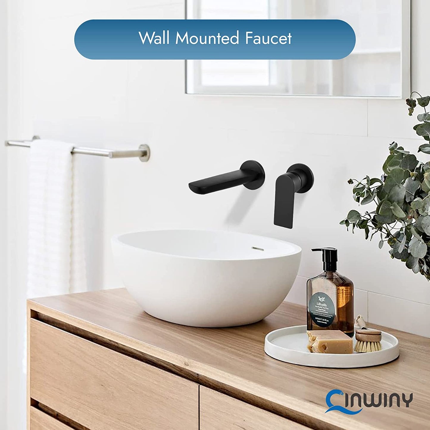 
                  
                    Cinwiny Wall Mount Bathroom Sink Faucet One Lever Handle SUS304 Lavatory Vanity Vessel Basin Mixer Tap with Solid Brass Rough-in Valve
                  
                