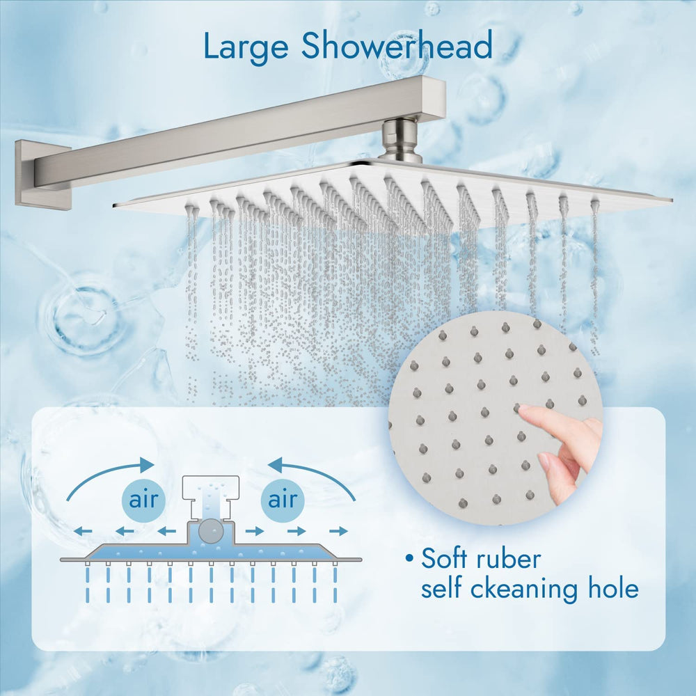 
                  
                    Cinwiny 12 Inch Bathroom Shower System Rainfall Shower Head with Handheld Spray Wall Mount Waterfall Tub Spout Combo Set Rough-in Valve 3 Function Mixer Shower Faucet Luxury
                  
                