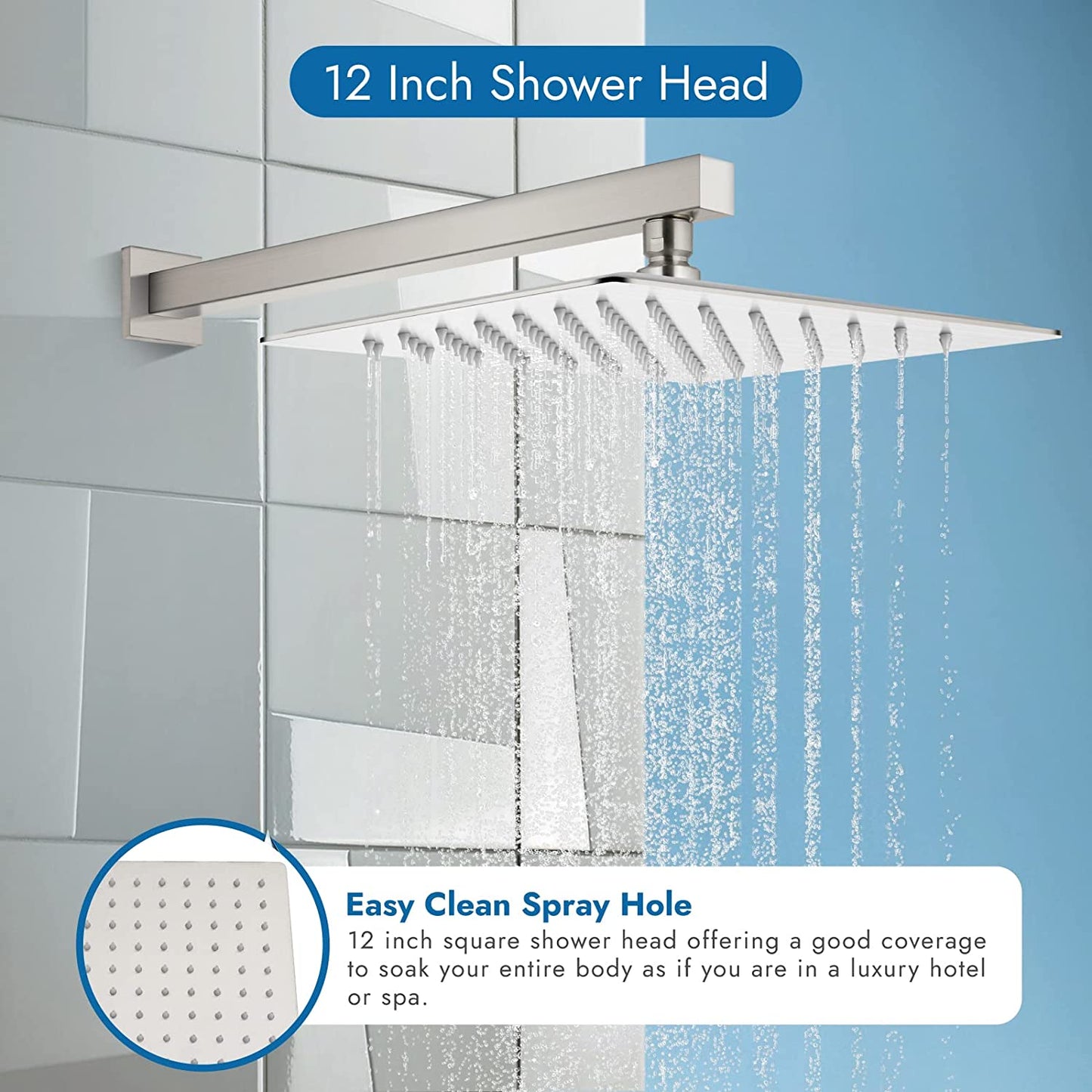 
                  
                    Cinwiny 12 Inch Bathroom Rain Shower Faucet Set, Single Function Shower Trim Kit with Rainfall ShowerHead High Pressure Shower Faucet Set Single Handle with Rough-in Valve Included
                  
                