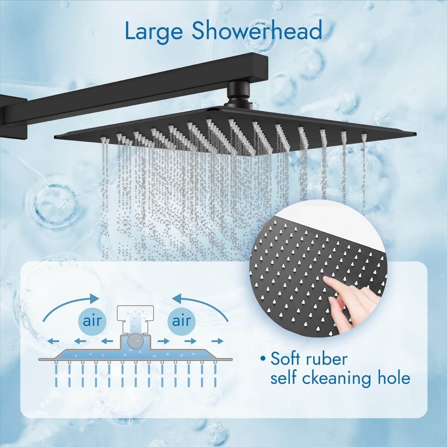 
                  
                    Cinwiny Wall Mount Matte Black Bathroom Shower System Rainfall Shower Head with ABS 3 Functions Handheld Spray Waterfall Tub Spout Bathroom Shower Combo Set Rough-in Valve Included
                  
                