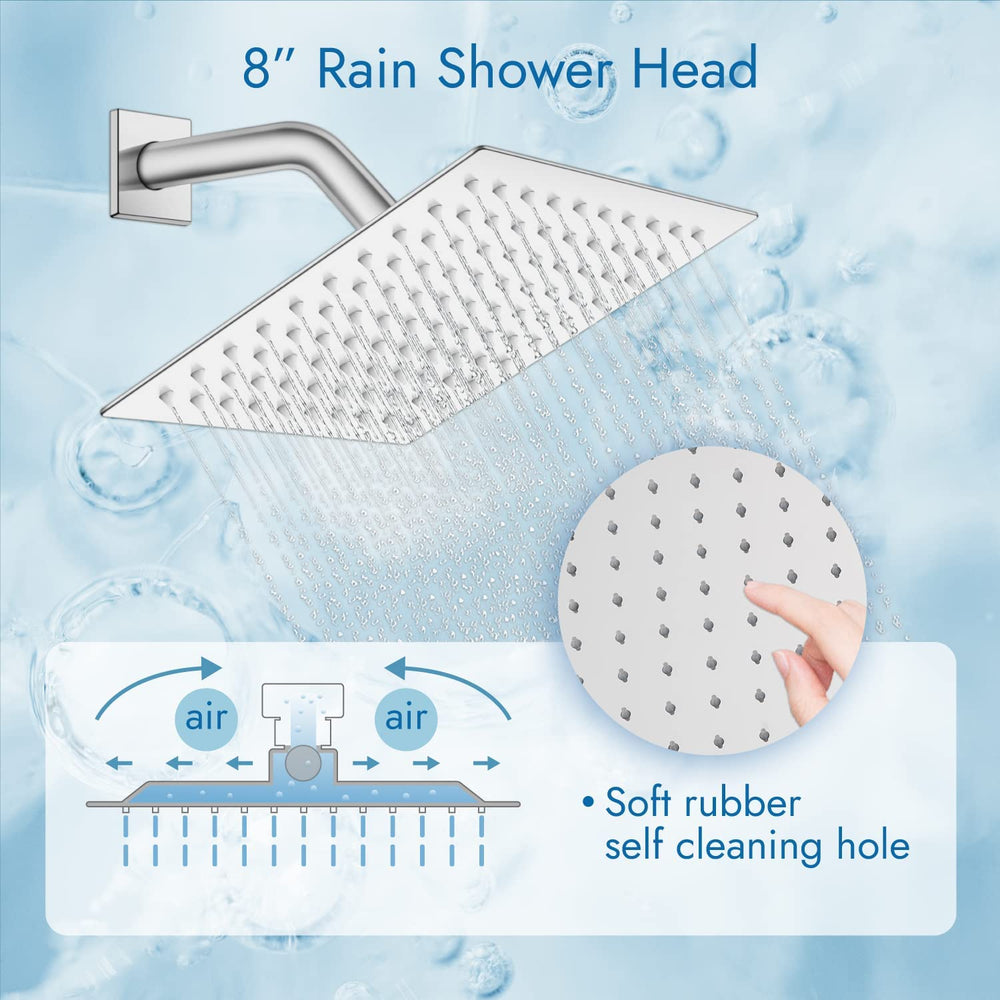 
                  
                    Cinwiny Bathroom Shower Kit 8 Inch Rainfall Shower Head with Hand Held Shower Head Wall Mounted Waterfall Tub Spout Brass Rough-in Valve Triple Function Mixer Shower Faucet Luxury System
                  
                