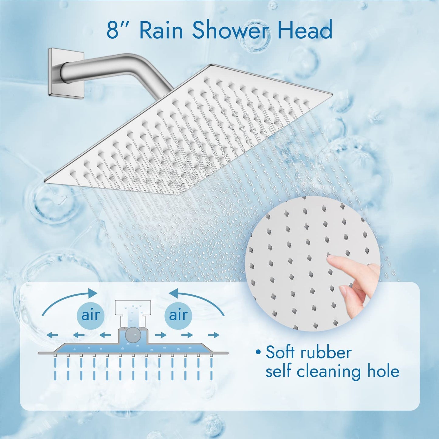 
                  
                    Cinwiny Bathroom Shower Kit 8 Inch Rainfall Shower Head with Hand Held Shower Head Wall Mounted Waterfall Tub Spout Brass Rough-in Valve Triple Function Mixer Shower Faucet Luxury System
                  
                