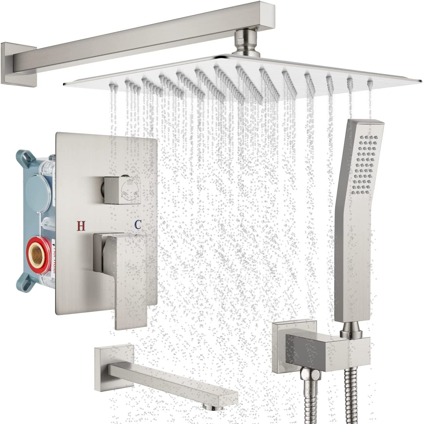 
                  
                    Cinwiny 10 Inch Shower System with Tub Spout Handheld Shower Spray Wall Mount Triple Function Mixer Shower Combo Rainfall Shower Head with Bathtub Spout Kit Luxury Fixtures
                  
                