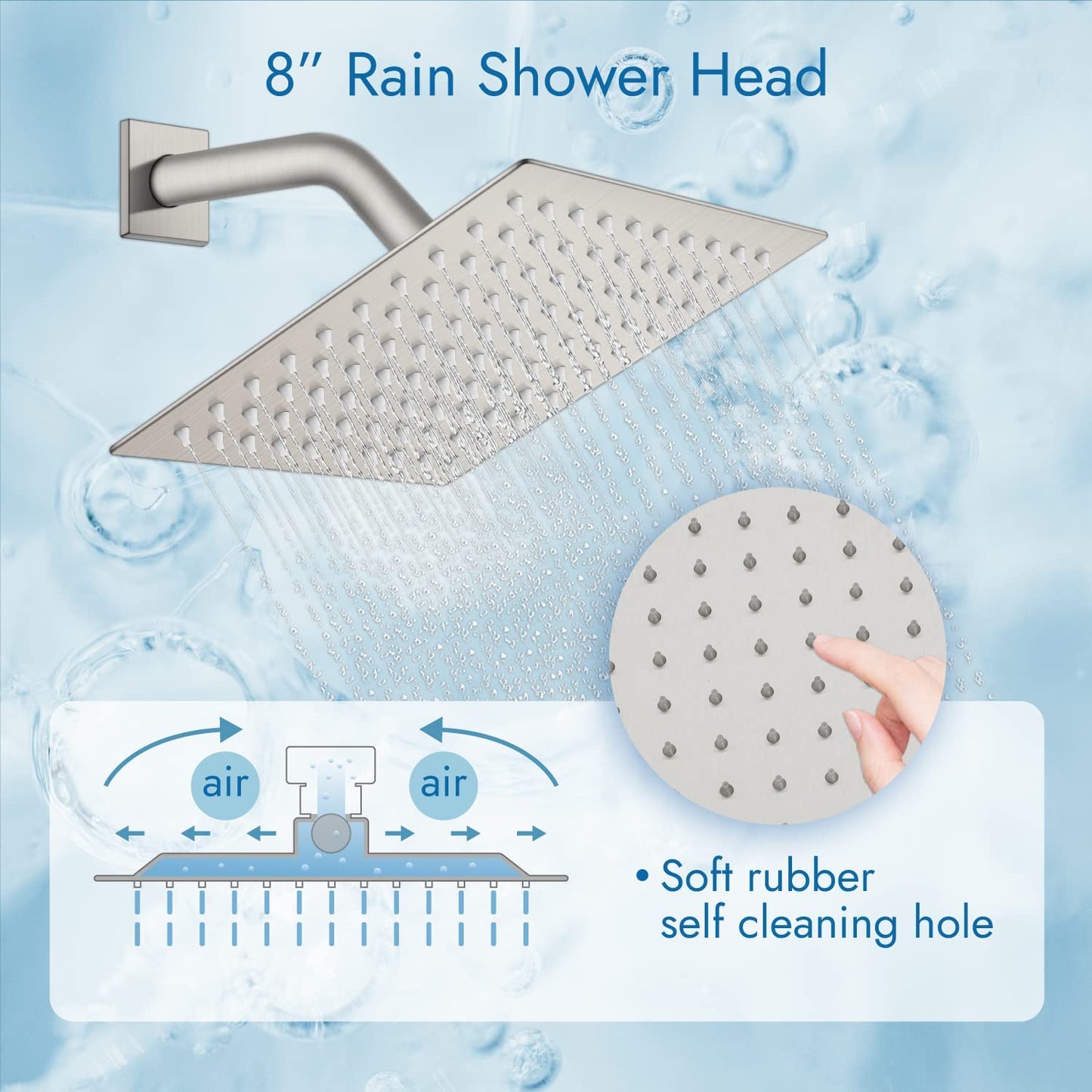 
                  
                    Cinwiny Bathroom Shower Kit 8 Inch Rainfall Shower Head with Hand Held Shower Head Wall Mounted Waterfall Tub Spout Brass Rough-in Valve Triple Function Mixer Shower Faucet Luxury System
                  
                