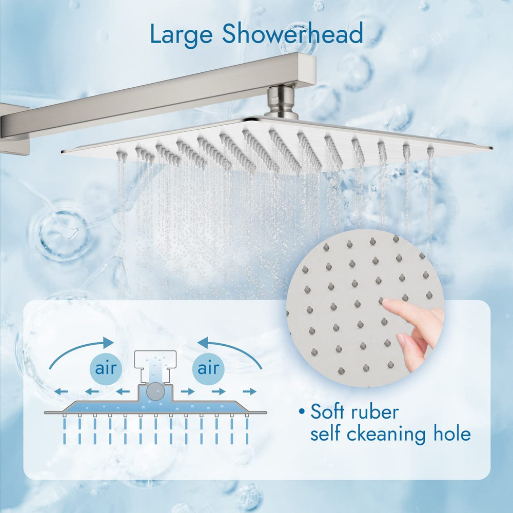 
                  
                    Cinwiny Bathroom Rainfall Shower System 12 Inch Shower Head with 2 in 1 Function Handheld Spray Wall Mount Waterfall Tub Spout Combo Set Rough-in Valve 3 Function Mixer Faucet
                  
                