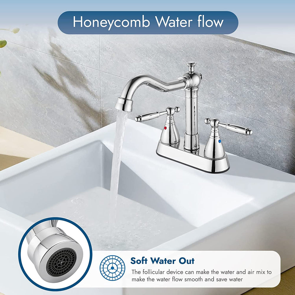 
                  
                    Cinwiny 4 Inch Centerset Bathroom Sink Faucet 2 Handles Deck Mount Lavatory Faucet Vanity Faucet Mixer Tap 2 Hole with Pop up Drain Assembly
                  
                
